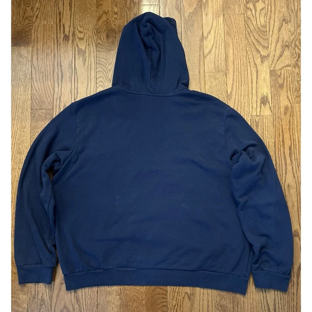 The North Face Circular Design Mens XL Blue Fleece Pullover Hoodie Logo Pockets